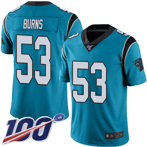 Carolina Panthers Limited Blue Men Brian Burns Jersey NFL Football #53 100th Season Rush Vapor Untouchable